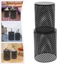 2pcs Outdoor Side Table Modern Iron End Table Metal Frame Accent Table