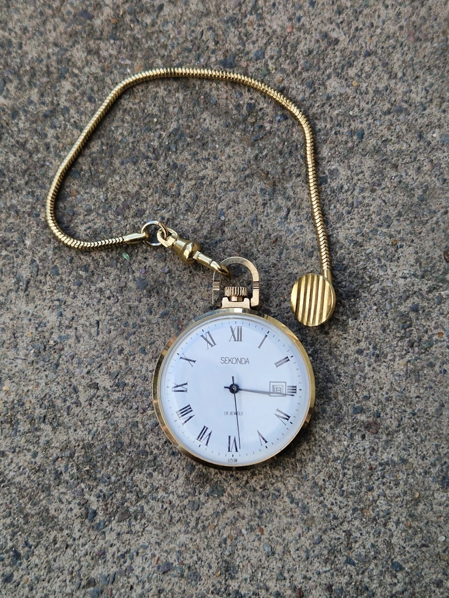RELOJ BOLSILLO SEKONDA VINTAGE FUNCIONANDO CON CADENA,RELOJ BOLSILLO VINTAGE
