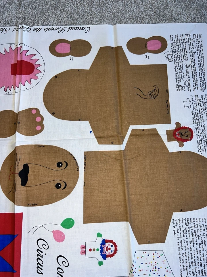 Concords Circus Puppets The Greatest Show Joan Kessler Cotton Fabric Panel 44x34 - Image 4 of 4