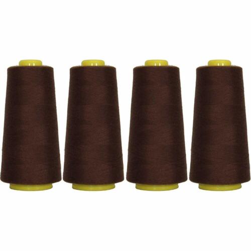 4 BIG CONES CHOCOLATE SERGER SEWING THREAD 2750 YD TEX 27 40S/2-THREADART - Picture 1 of 8