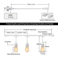 Black/White Dimmable Connectable LED Festoon String Lights Christmas Patio Xmas — image 15