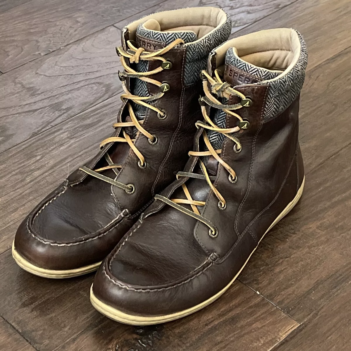 Sperry Bayfish Brown Leather Combat Boots Womens Sz 11