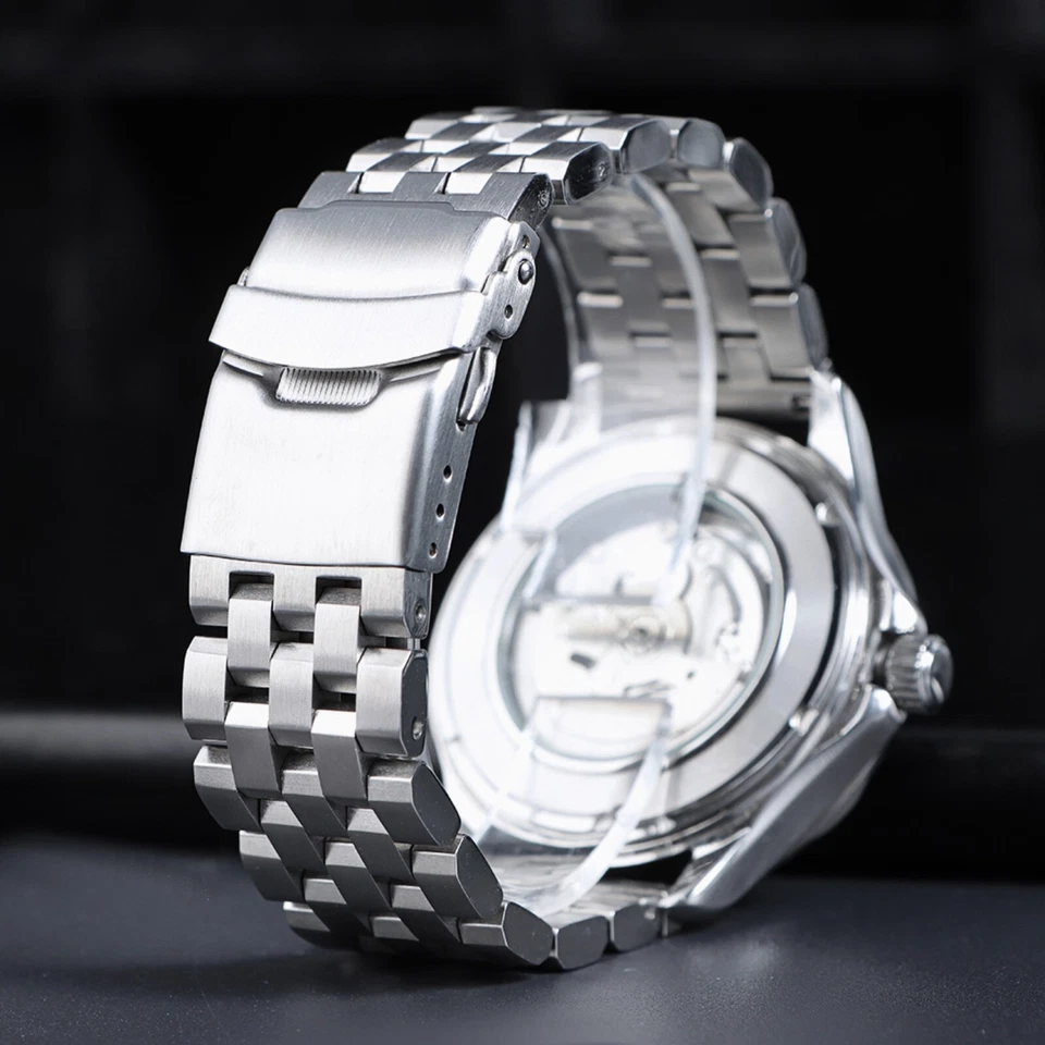 18 | 20 | 22 | 24 | 26 Edelstahl Glieder-Uhrenarmband Silber Schwarz Metall - Bild 2 von 4