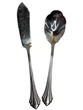 Oneida Bancroft Jelly Spoon & Cheese Knife Stainless Steel Made USA Set of 2