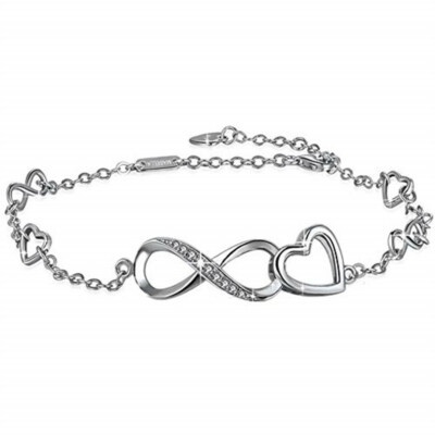Echt Sterlingsilber verstellbar Armband Unendlichkeit Herz Fußkettchen Weihnachtsgeschenke Verkauf