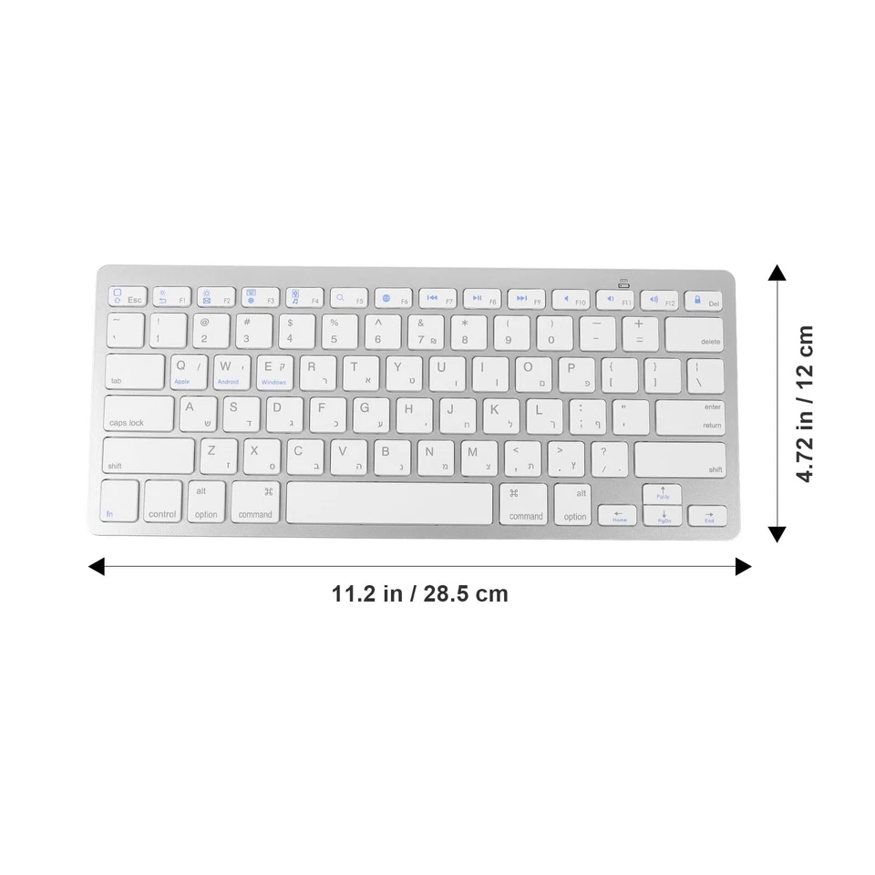 Hebrew KeyboardWireless Computer Silent Keyboard Ultra Slim Compact Keyboard ... - Image 2 of 4