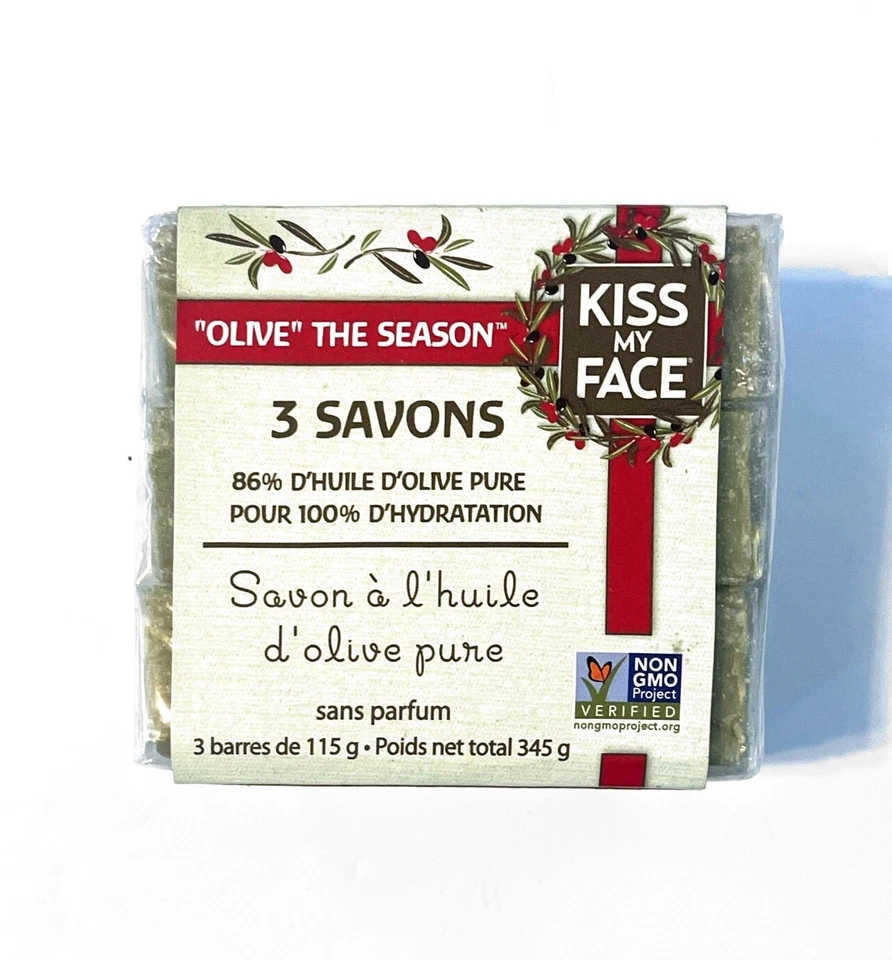 Батончики для мыла с оливковым маслом Kiss My Face «Olive» The Season (3 упаковки) веганские без запаха - Изображение 2 из 4