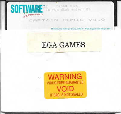 Software Source Captain Comic V4.0 5'' Floppy Disk 1806 IBM PC XT AT *NOT TESTED*