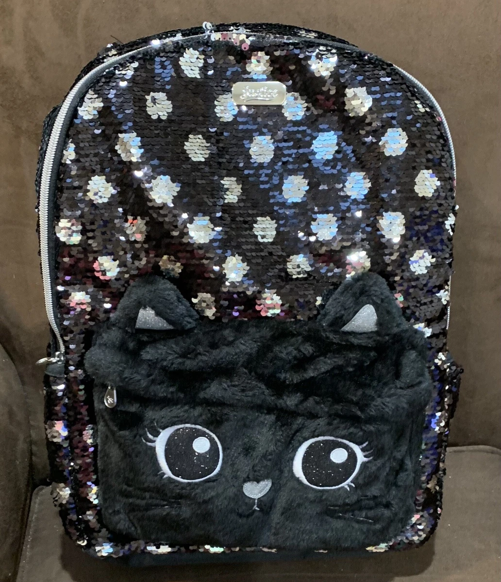 Justice Black Cat Flip Sequin Mini Backpack –