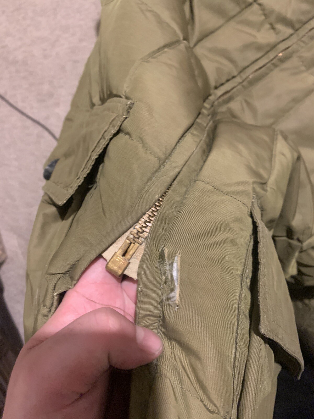 Vintage Eddie Bauer Army Green Quilted Goose Down Jac… Gem