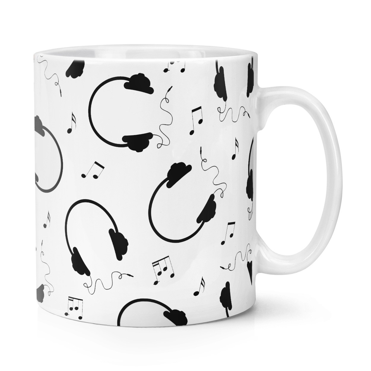 Headphones Music Pattern 10oz Mug Cup - Funny Rock Pop Rap Hip Hop
