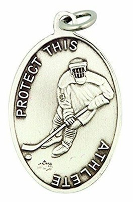 Sterling Silver Saint Christopher Male Hockey Sports Athlete Medal, 1 1 ...