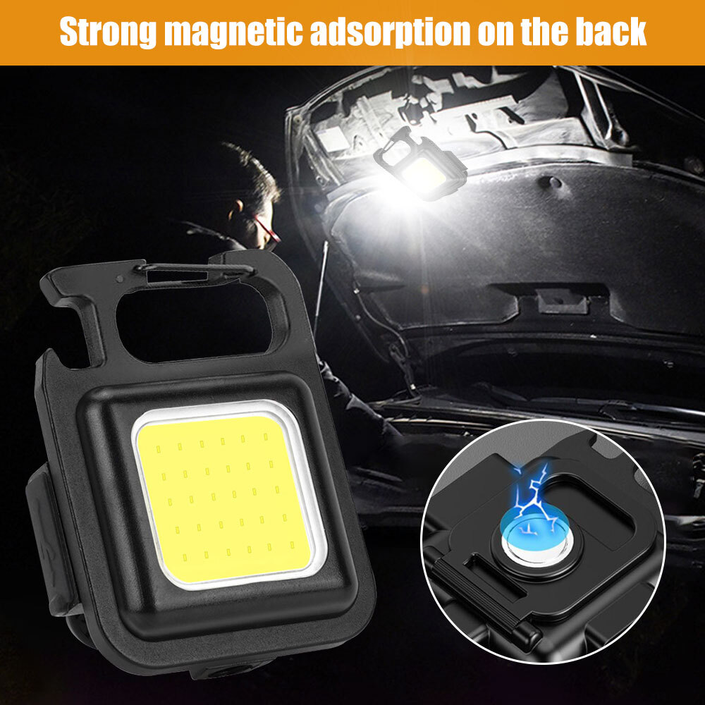 Mini COB Work Light Rechargeable LED Flashlight Portable Keychain Torch Lamp US - Picture 6 of 12