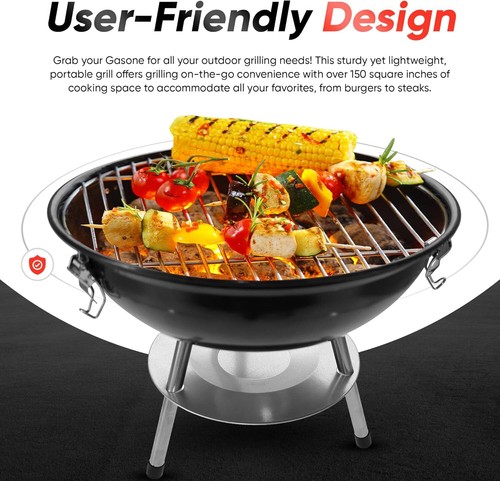 14-inch Portable Barbecue Grill with 3-Point Locking Lid for Heat Preservation - Picture 5 of 8