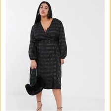 Glamorous Check Midaxi Wrap Dress Black Size 6