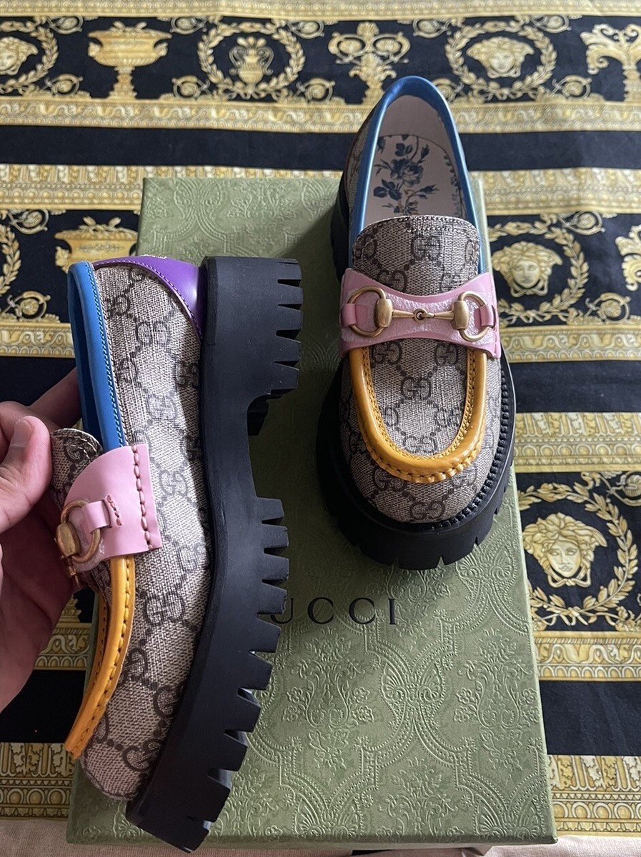 New In Box Auth GUCCI Loafers GG Supreme Monogram Cordovan