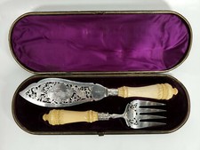 Antique Aesthetic English Sterling Silver Fish Set GEORGE ANGELL 1879 in Case