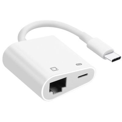 USB-C to Ethernet Adapter + USB-C Charging and Stable Internet Connection