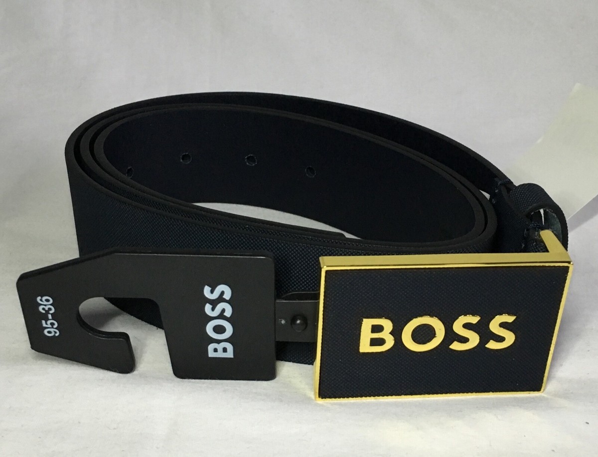 Hugo Blue boss Icon Belt Black and Gold Size 95 RRP £95