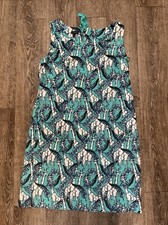 Talbots Giraffe Print Green White Sheath Dress size 12 Sleeveless