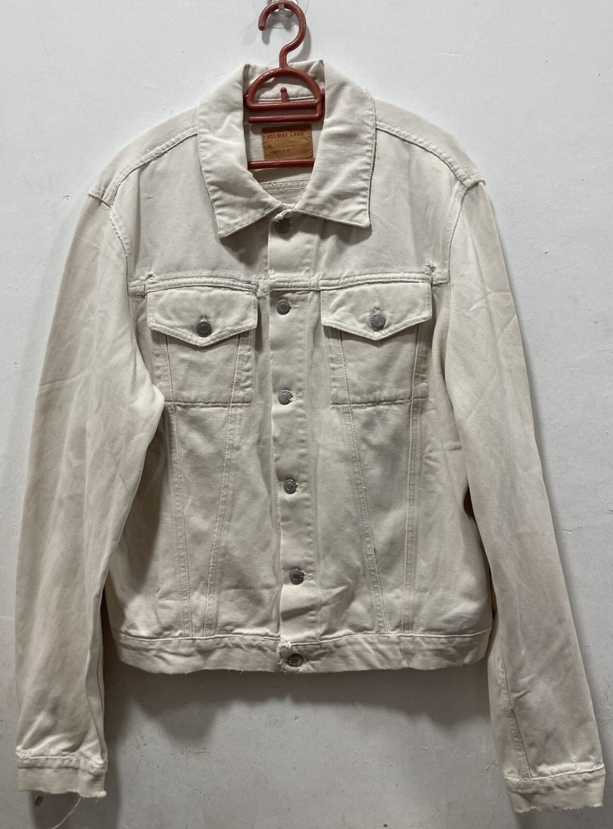 Helmut Lang Vtg 1997 White Denim Distress Jeans Jacket Size Helmut Lang Vtg 1997 White Denim Distress Jeans Jacket Size