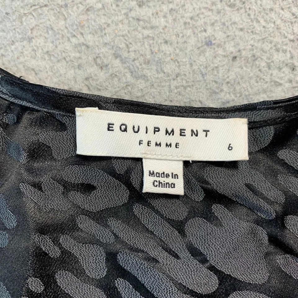 Vestido EQUIPMENT FEMME Mujer Talla 6 Midi Mezcla Seda Gris Negro Foto 3 de 4