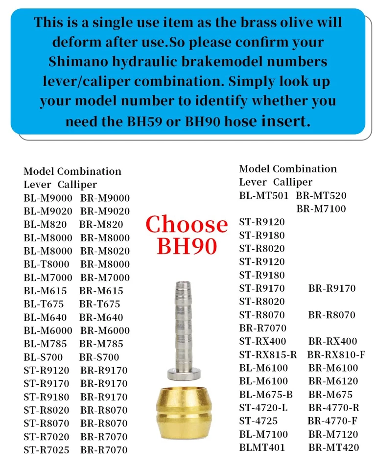 BH90 Freno Oliva y Barba - Kit de inserción de latón y acero para bicicleta de montaña Shimano Foto 4 de 4