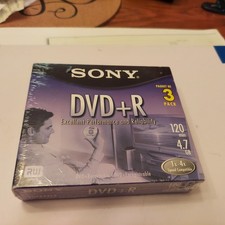 Sony DVD R 120 Min 1x-4x 4.7 GB 3DPR47L2 3-Pack Blank Media, Factory Sealed