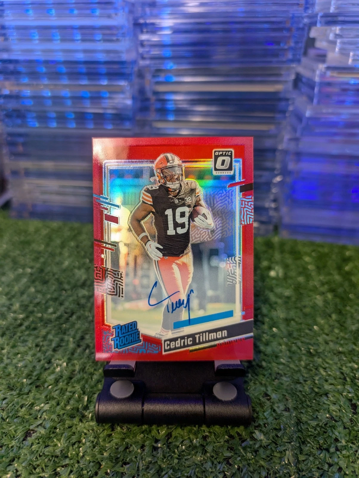 2023 Panini Donruss Optic -Rated Rookie Cedric Tillman Red Prizm Autographs /75