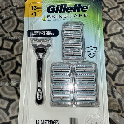 Gillette Skinguard Razor with Aloe Sensitive Skin w/ 13 refill Cartridges Blade