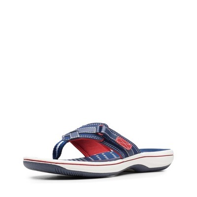 Clarks Cloudsteppers Women's Breeze Sea FlipFlop, Navy/Red Synthetic, 8 Mediu...