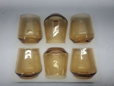 Amber Stemless Wine Glasses Set of 6 – 14Oz Unique Amber Glassware for Wine, Wat