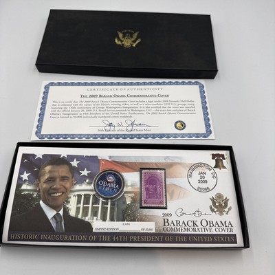 Stamp 2009 Barack Obama commemorative cover. By Franklin Mint.