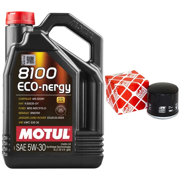 MotoröL Set Motul 8100 ECO-NERGY 5W-30 5 Liter + ÖLfilter FüR Renault Clio II-image