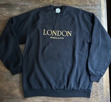 Vintage Screen Stars Black London England Pullover Sweatshirt Mens Size XL