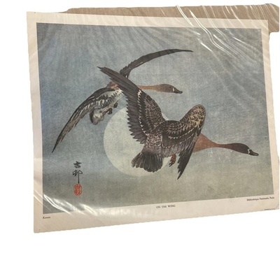 #ad #ad quot;Moon and Two Geesequot; VTG Japan Ohara Koson Also known as quot;On the Wingquot; 14x11.5 $19.85