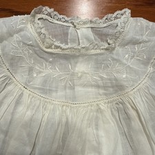 Antique Victorian Embroidered Fine Long Christening Gown 30  Stunning