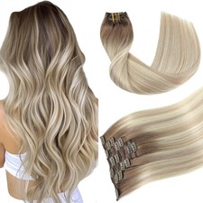 Youngsmile Clip in Hair Extensions, Human Hair Clip in Extensions Balayage Co...