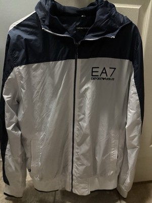 Man s Emporio Armani EA7 Windbreaker Jacket Navy/White Size L