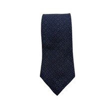 Vintage 90s Polo Ralph Lauren Silk Tie Handmade in Italy Navy Blue Repp Stripe