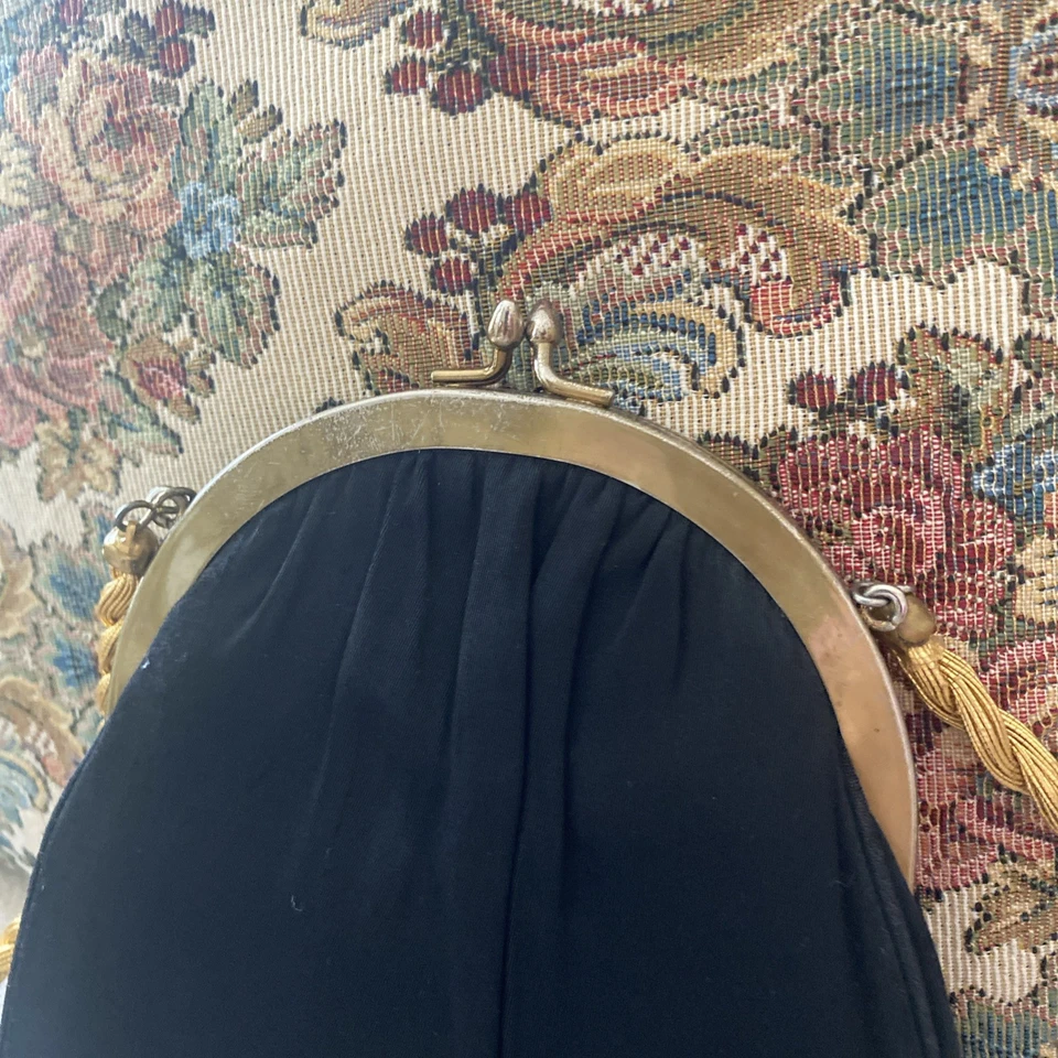 Cartera de noche negra HL Harry Levine de colección con cierre de broche Bolso de mano EE. UU. Foto 3 de 4