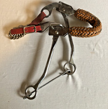 Mechanical Hackamore 8.5 Inch Shanks Braided Leather Wrapped Nose Band - PONY