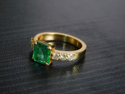 #ad 2.44 Ct Princess Cut Natural Emerald amp; Diamond Valentine Ring 18k Yellow Gold 7 $220.00