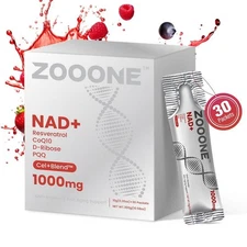 ZOOONE NR1000 NAD+ Drink Mix - Berry Flavor, Energy & Skin Support - 30 Pack