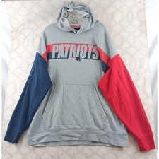 Nike NFL New England Patriots Colorblock Hoodie Sweatshirt Mens XL Gray Red Blue