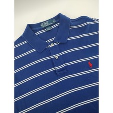 Polo Ralph Lauren Polo Shirt Mens XL Blue Striped Excellent Short Sleeve Cotton
