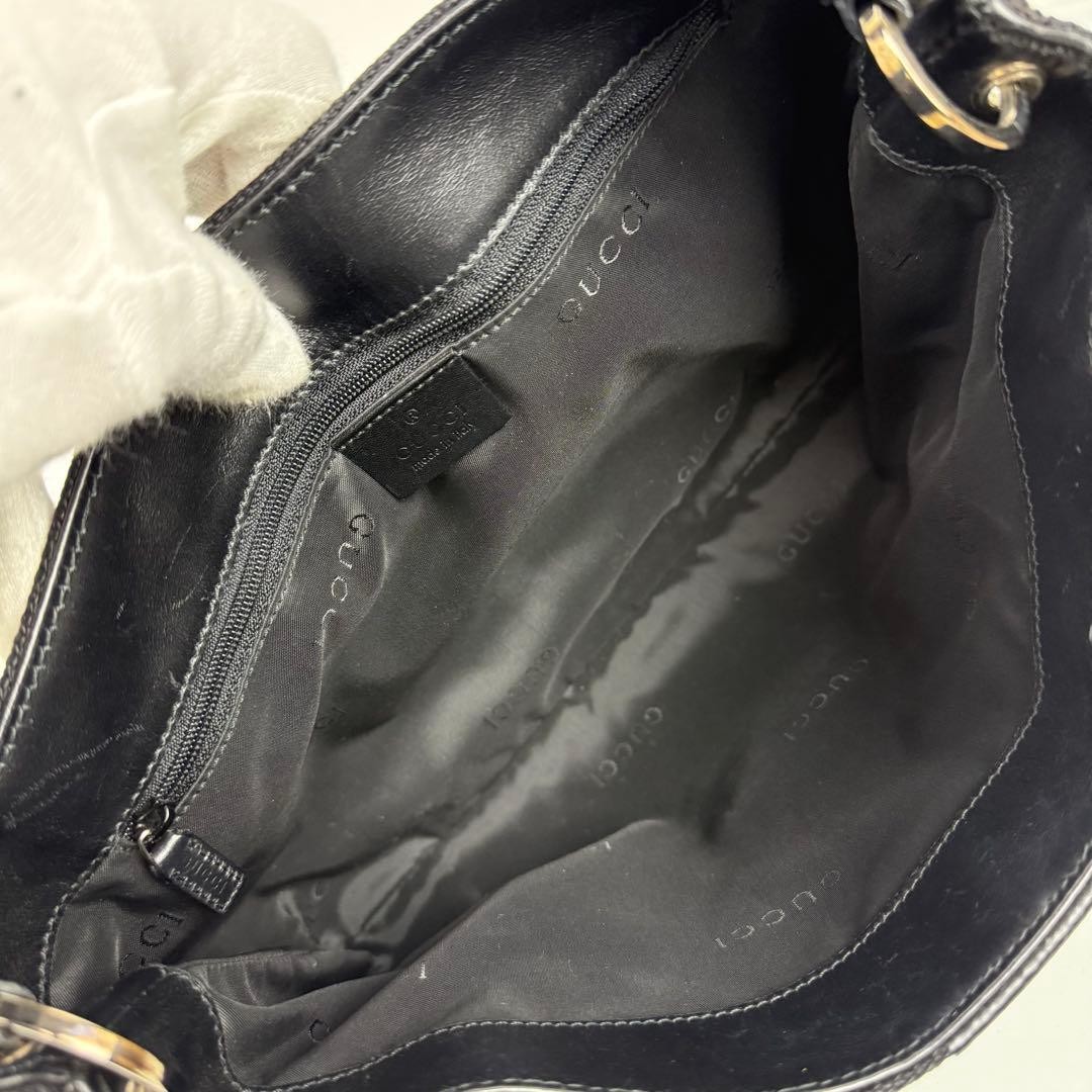 GUCCI Canvas Leather Shoulder Bag Black Authentic thumbnail 16