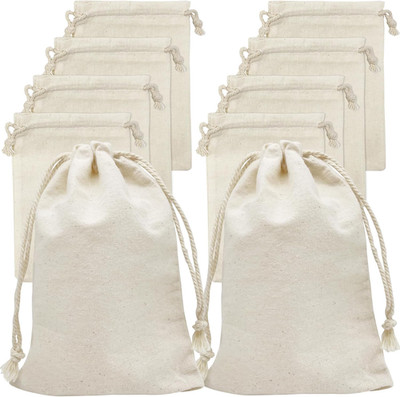 24 Pieces Muslin Bags 4X6 Inches Small Cotton Drawstring Gift Pouch Sachet Bag f