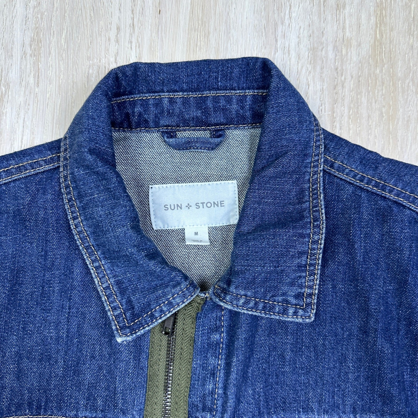 Sun + Stone Bomber Trucker Patchwork Denim Jean S… - image 3