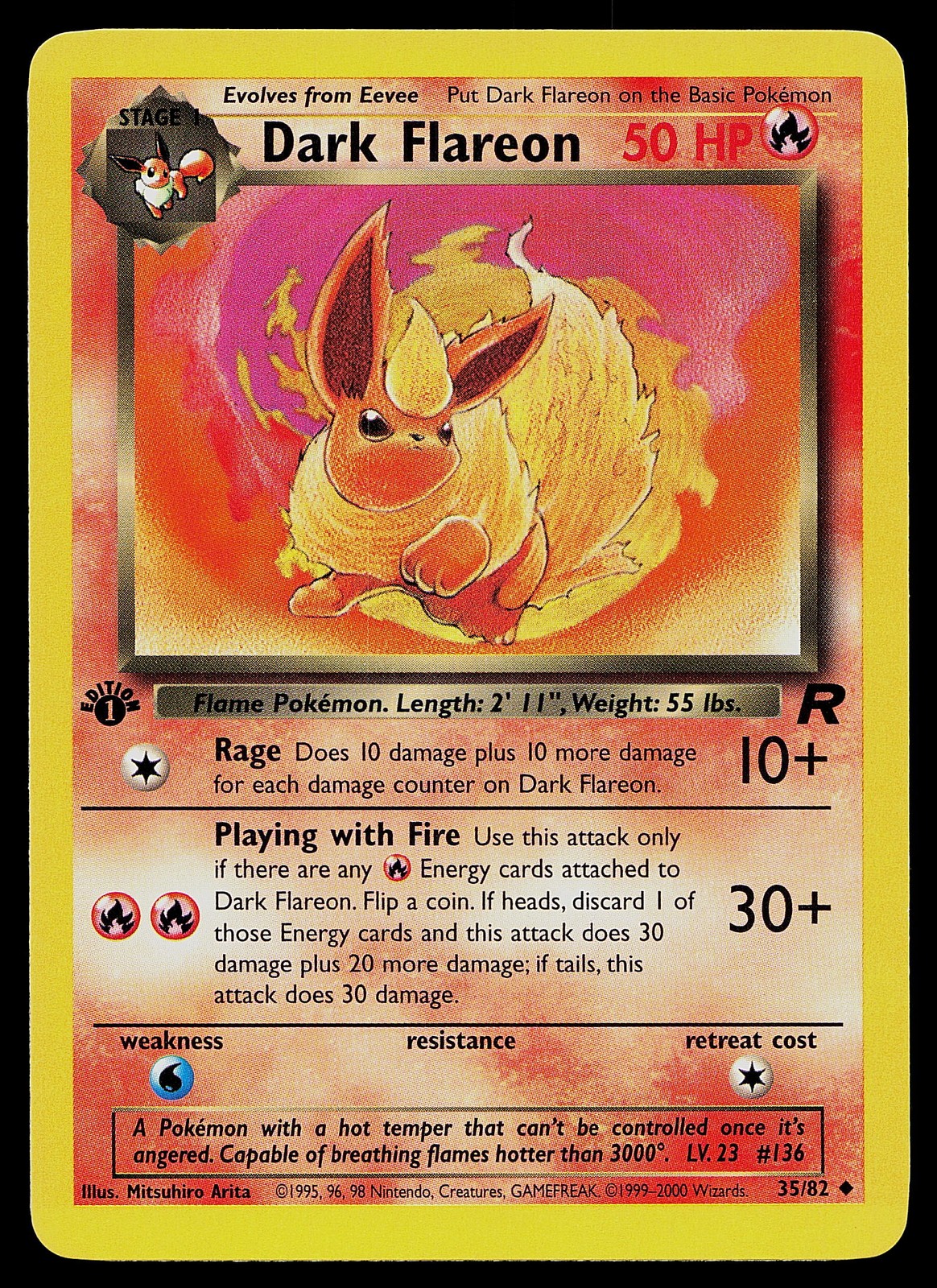 Pokemon Card - Dark Flareon Team Rocket 35/82 Uncommon 1st Edition